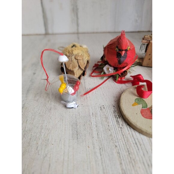 Unique bird house vintage ornament owl goose red cardinal set - Picture 3 of 9
